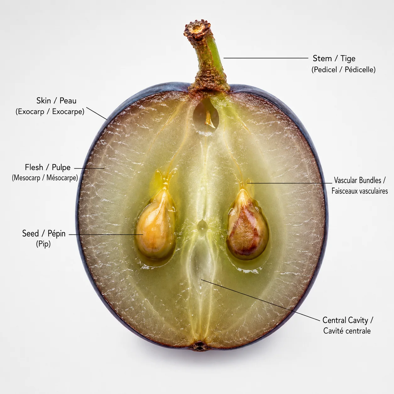 Coupe d’une baie de raisin / Cross-section of a grape berry