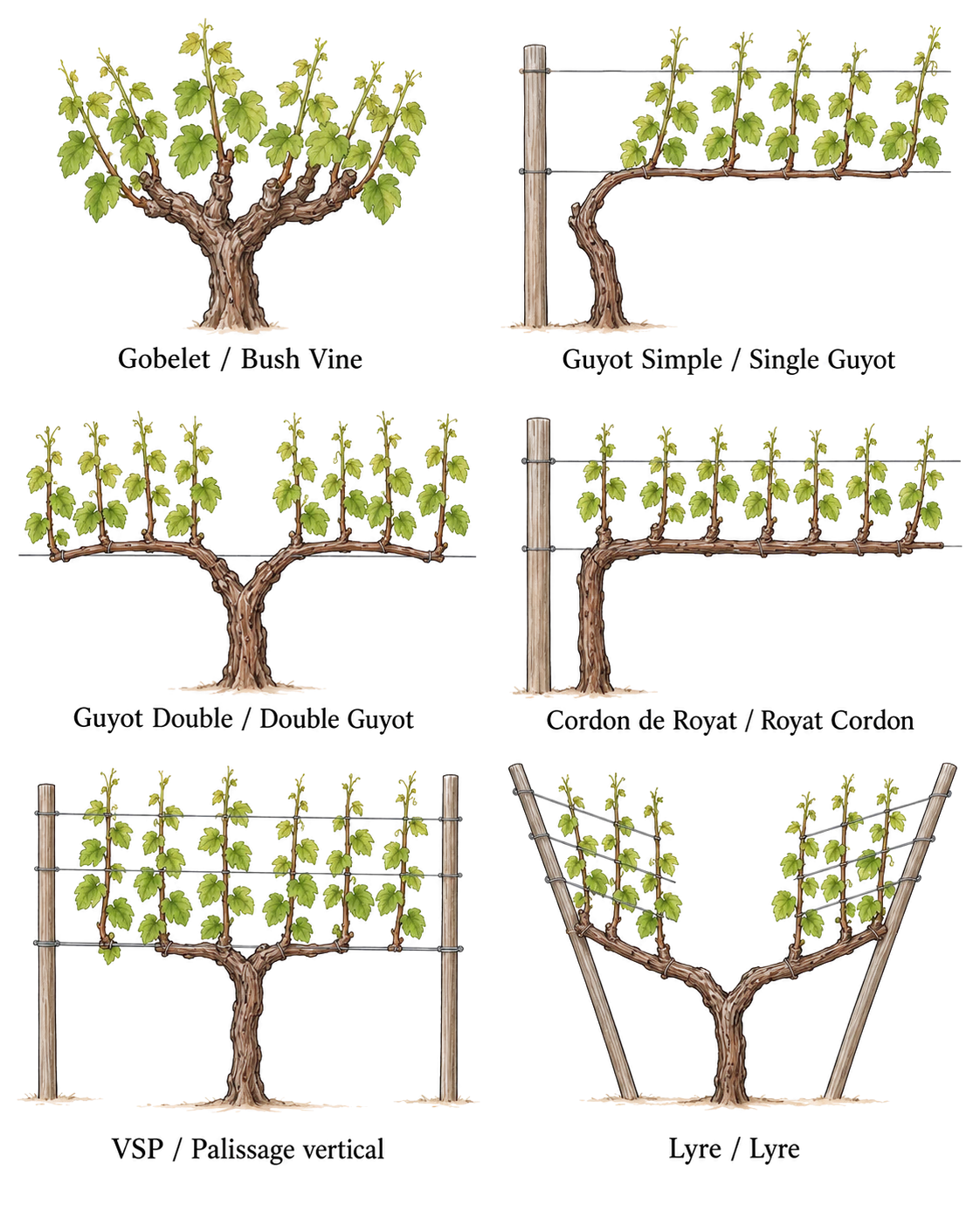 Modes de conduite de la vigne / Vine training systems